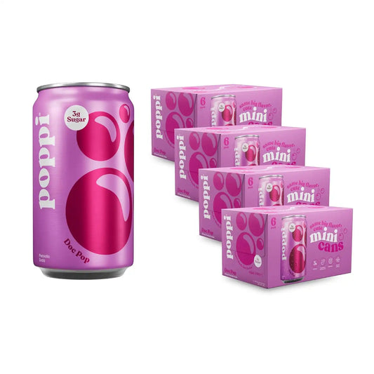 Poppi Prebiotic Soda, Doc Pop, 7.5 Fl Oz Mini Can, 24 Pack
