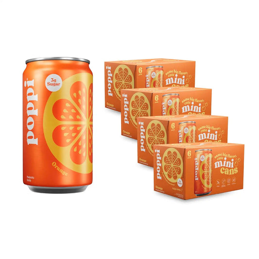Poppi Prebiotic Soda, Orange, 7.5 Fl Oz Mini Can, 24 Pack