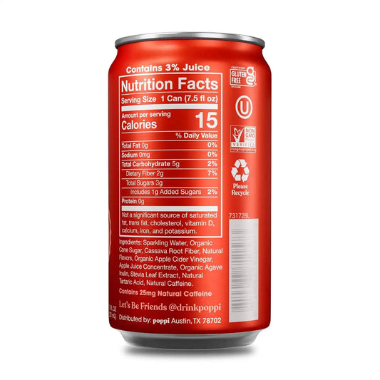 Poppi Prebiotic Soda, Classic Cola, 7.5 Fl Oz Mini Can, 24 Pack
