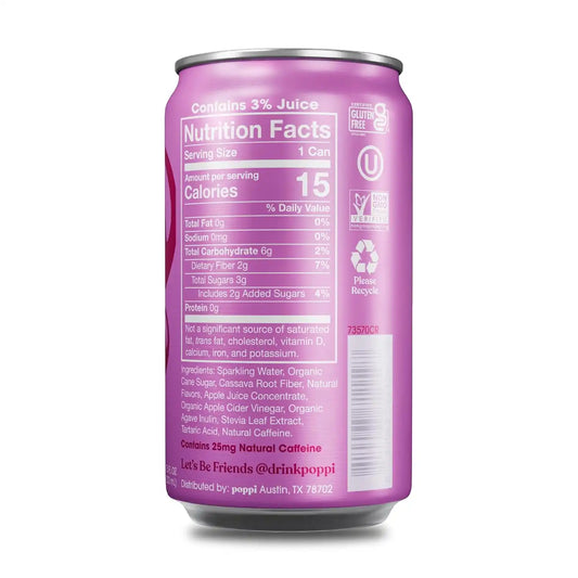 Poppi Prebiotic Soda, Doc Pop, 7.5 Fl Oz Mini Can, 24 Pack