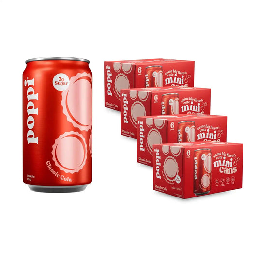 Poppi Prebiotic Soda, Classic Cola, 7.5 Fl Oz Mini Can, 24 Pack